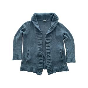 Eddie Bauer Dark Blue Open Cardigan Sweater Size L Pockets Relaxed Cozy